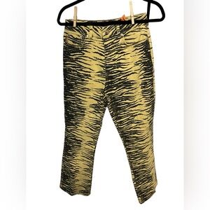 Ganni Zebra Print Denim Jeans - Pale Banana